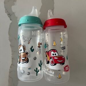 Disney Cars Sippy/Transitional Bottle - Red&Teal Caps. Mater. Lightning McQueen